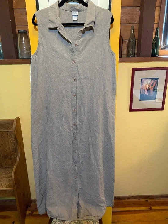 Eileen Fisher Linen Button Down Maxi Dress - Picture 1 of 7